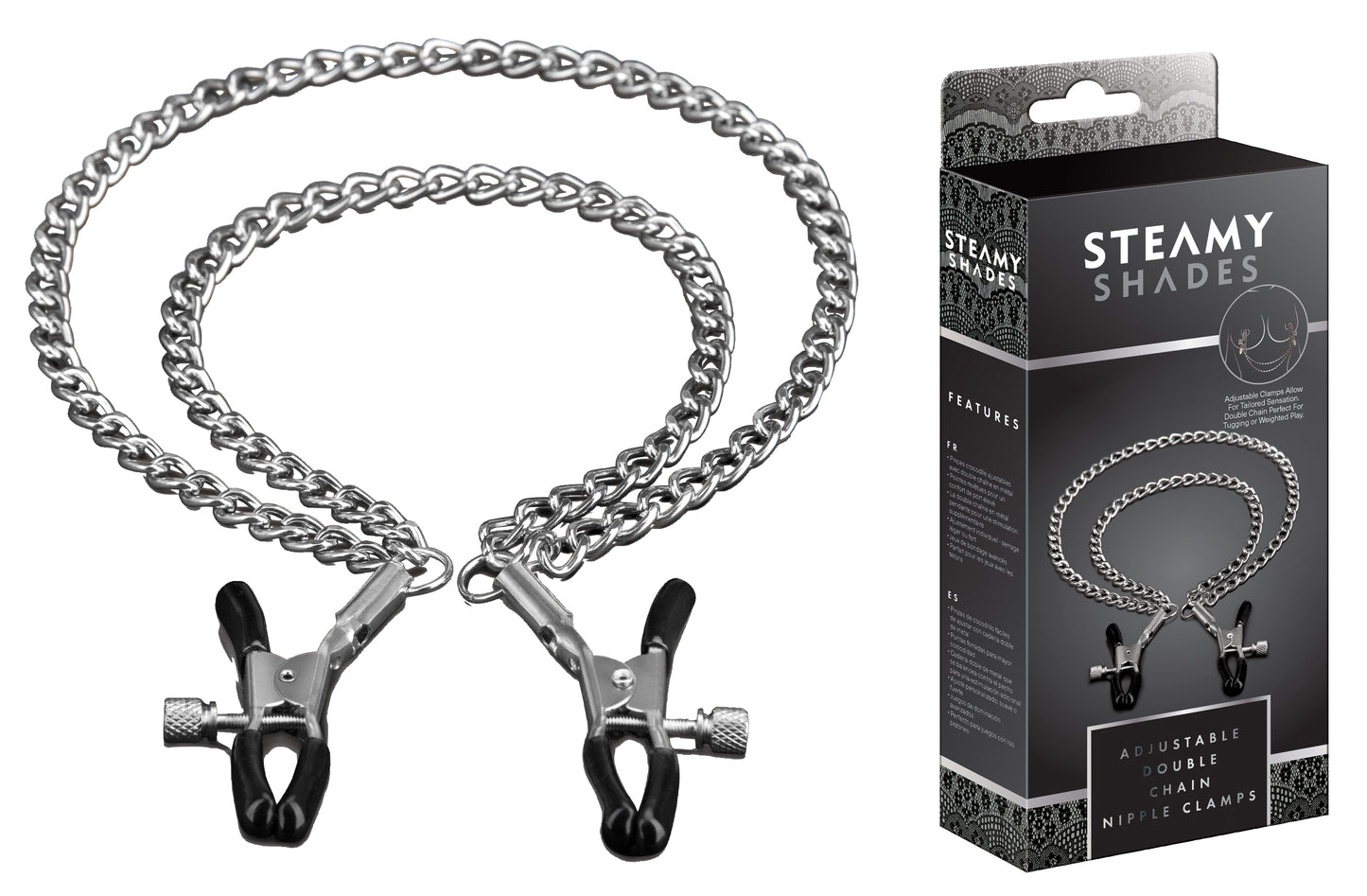 SteamyShades Adjustable Double Chain Nipple Clamps