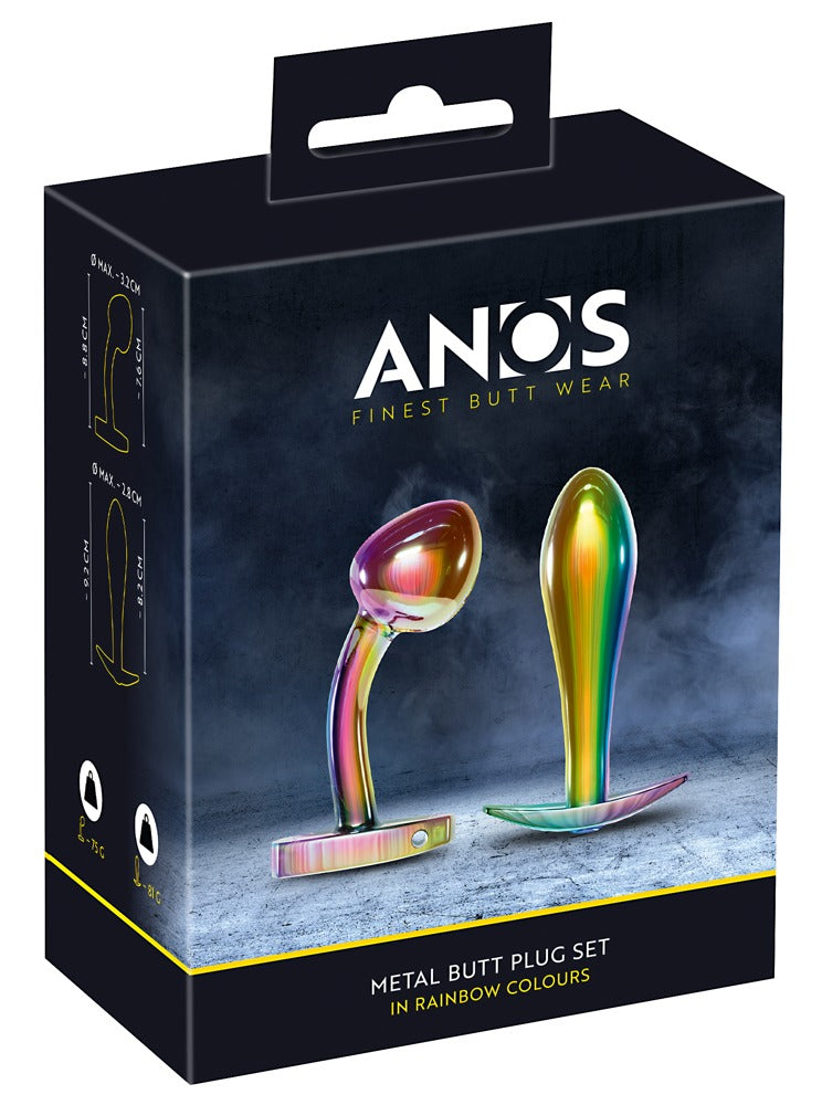 ANOS Metal Butt Plug Set Rainbow
